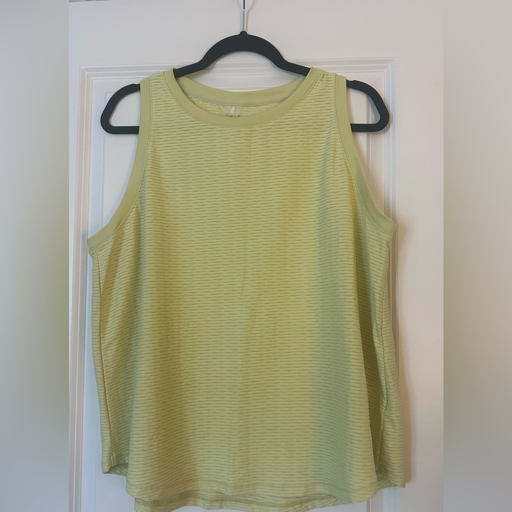 CALIA by Carrie Underwood Yellow Waffle Knit Tank Top